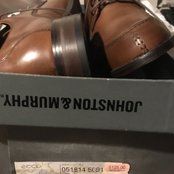 Johnston & Murphy Stockton Plain Toe Men's Shoes Tan : - Picture 3 of 7